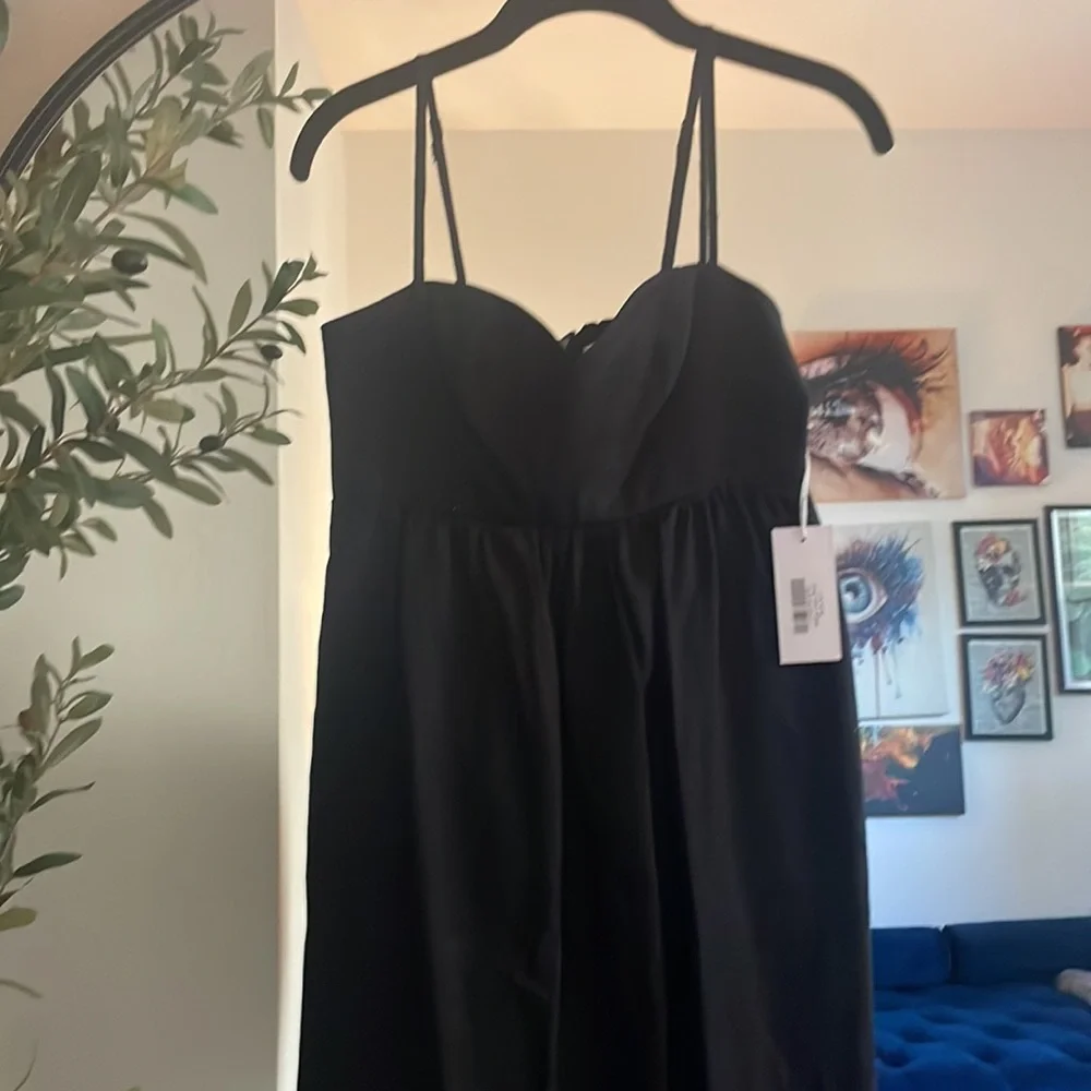 Reformation Odette Black Linen Midi Dress 2 NWT - Picture 9 of 11